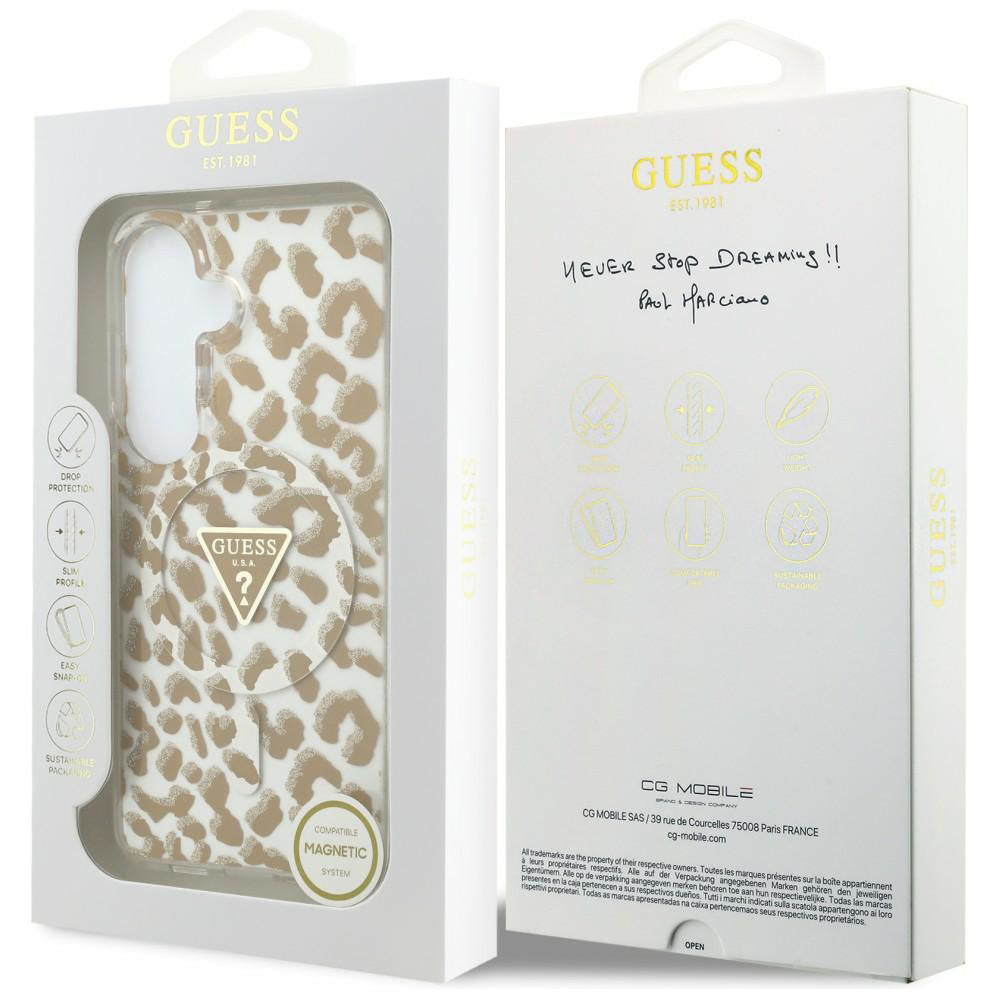 Custodia MagSafe per Samsung Galaxy S26 S942, Guess, IML Leopard Pattern, Marrone
