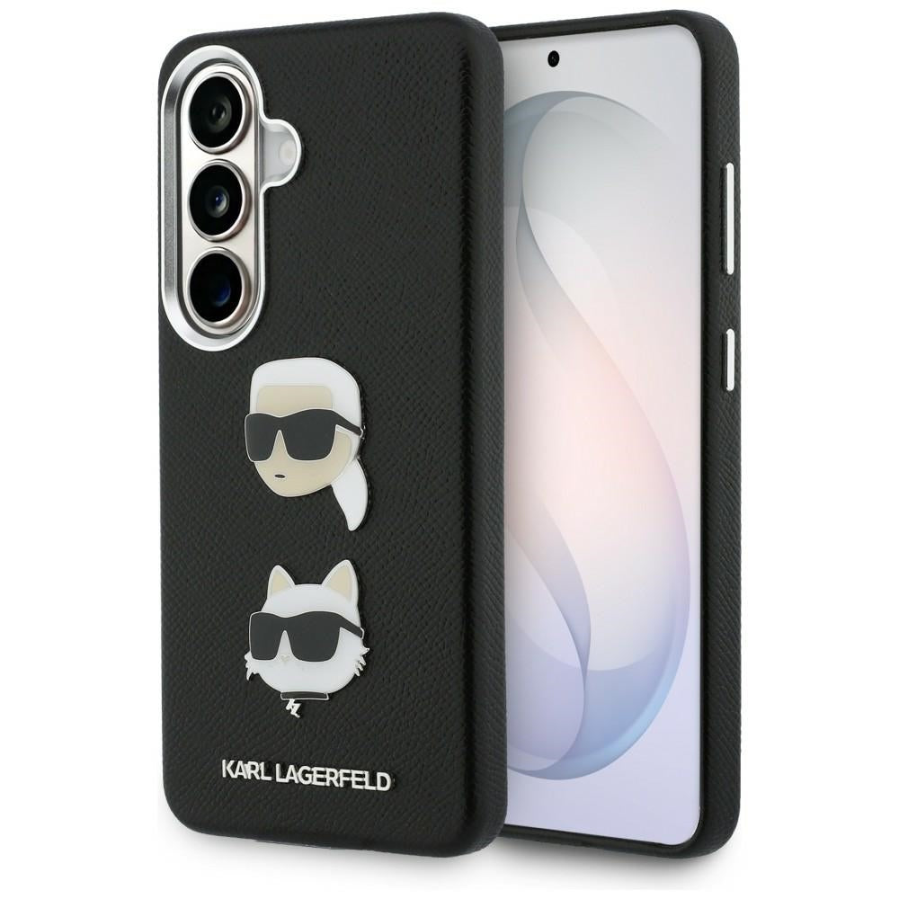 Custodia per Samsung Galaxy S26 S942, Karl Lagerfeld, Saffiano Karl & Choupette's Head Pin, Nera