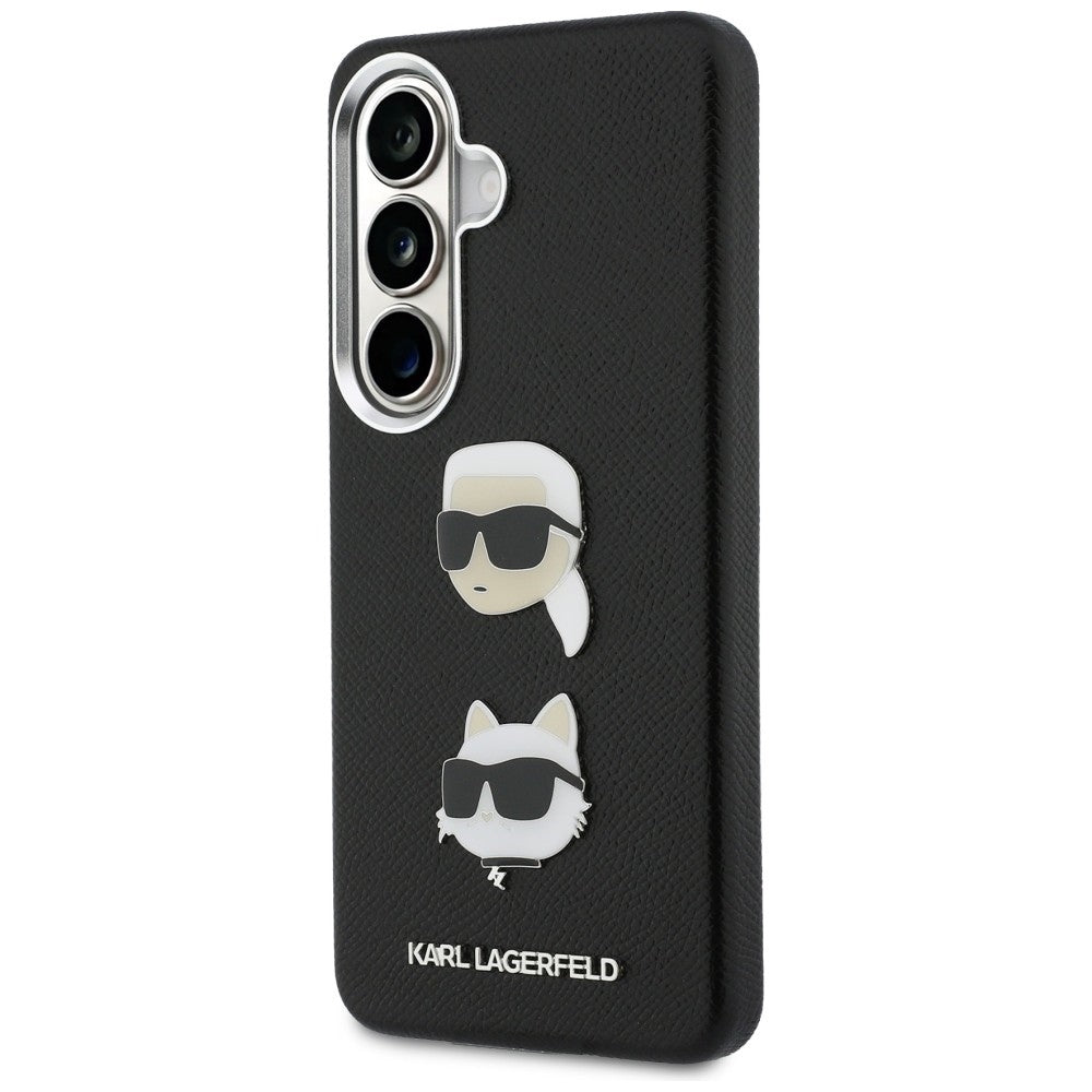 Custodia per Samsung Galaxy S26 S942, Karl Lagerfeld, Saffiano Karl & Choupette's Head Pin, Nera