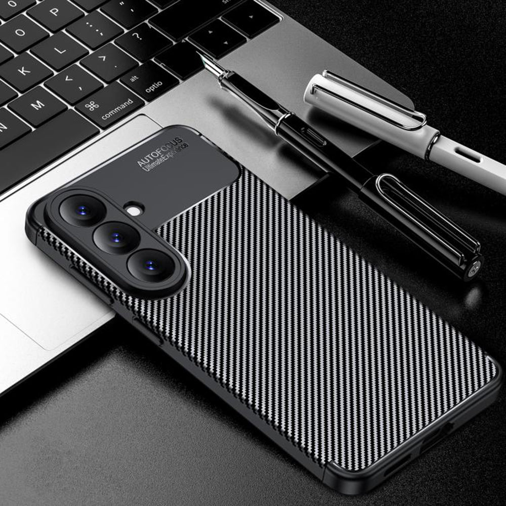 Custodia per Samsung Galaxy S26 S942, Techsuit, CarbonFiber, Nera
