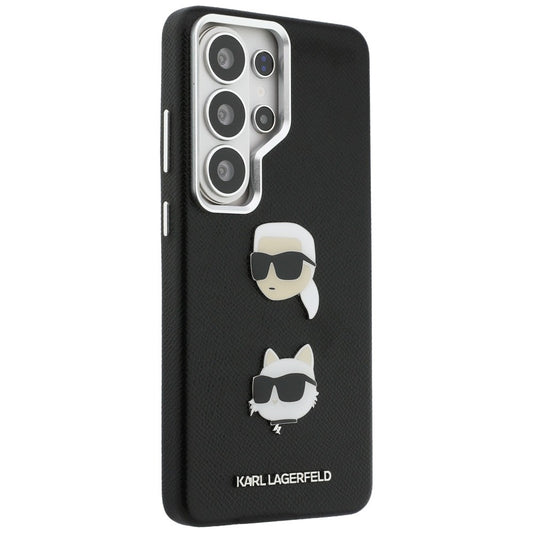 Custodia per Samsung Galaxy S26 Ultra S948, Karl Lagerfeld, Saffiano Karl & Choupette's Head Pin, Nera
