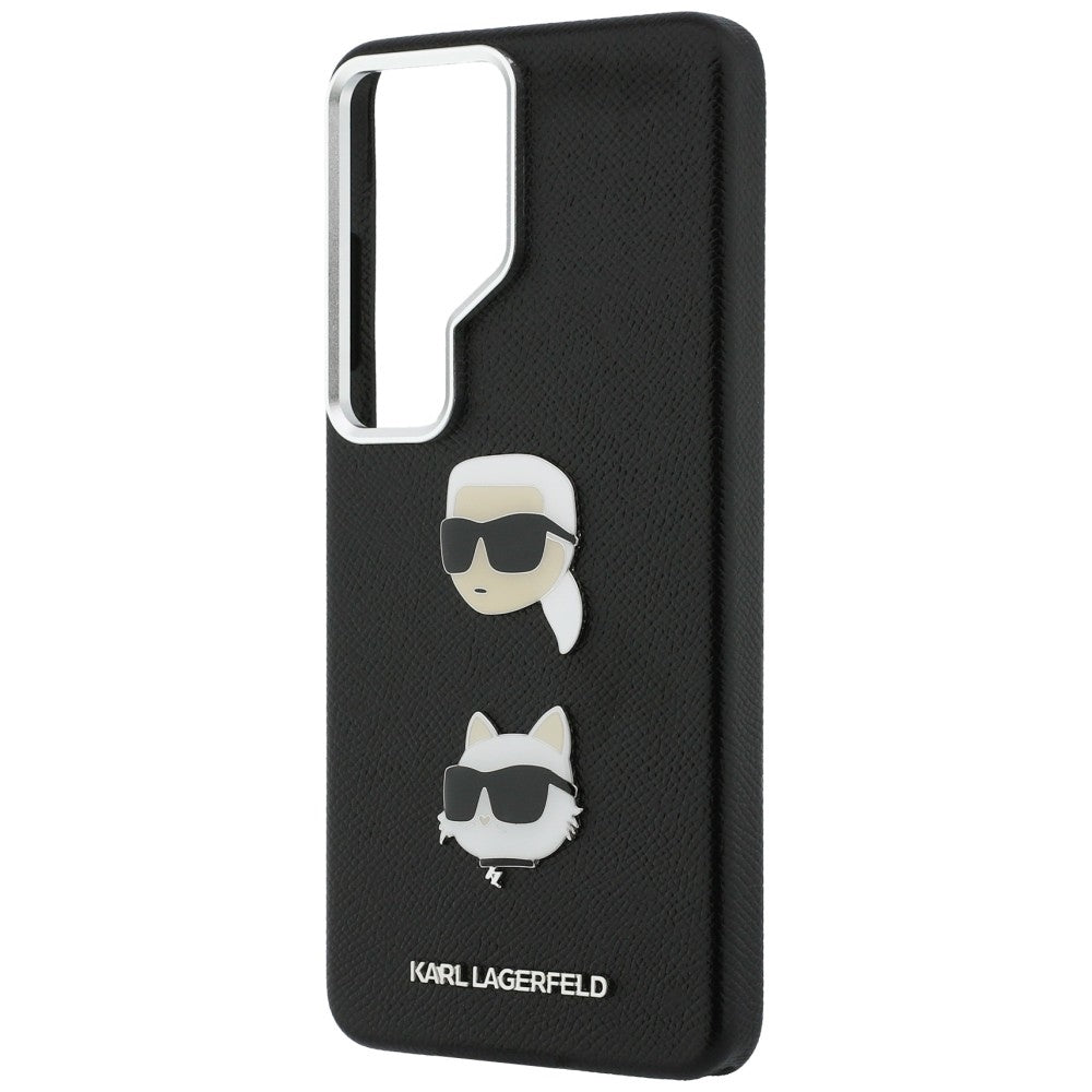 Custodia per Samsung Galaxy S26 Ultra S948, Karl Lagerfeld, Saffiano Karl & Choupette's Head Pin, Nera