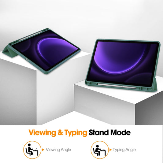 Custodia per Samsung Galaxy Tab S10 FE / Tab S9 FE, Techsuit, Flex Trifold, Verde