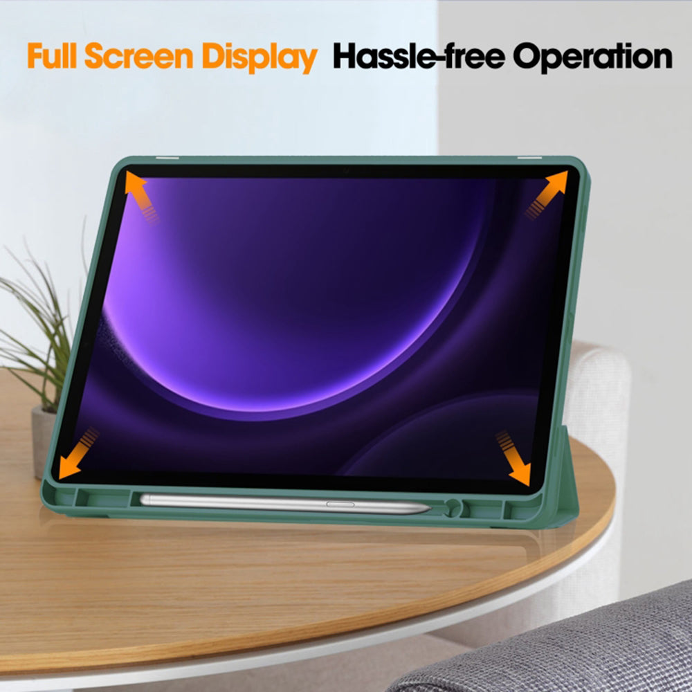 Custodia per Samsung Galaxy Tab S10 FE / Tab S9 FE, Techsuit, Flex Trifold, Verde