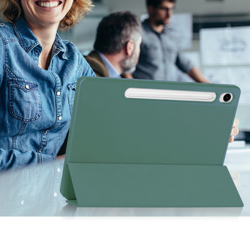 Custodia per Samsung Galaxy Tab S10 FE / Tab S9 FE, Techsuit, Flex Trifold, Verde