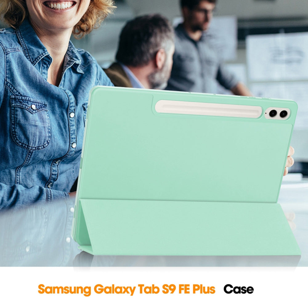 Custodia per Samsung Galaxy Tab S10+ / Tab S9 FE+ / Tab S9+, Techsuit, Flex Trifold, Verde Matcha