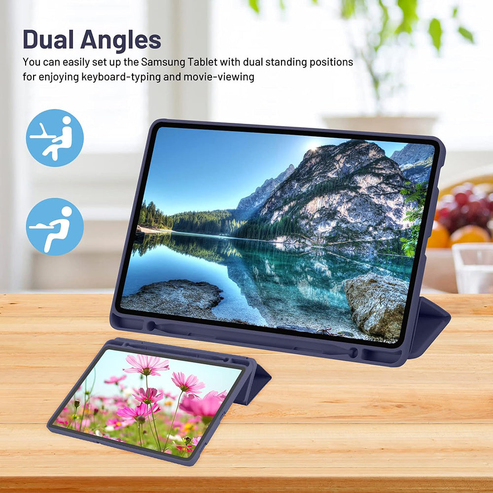 Custodia per Samsung Galaxy Tab S6 Lite (2024) / Tab S6 Lite (2022) / Tab S6 Lite (2020), Techsuit, Flex Trifold, Blu scuro