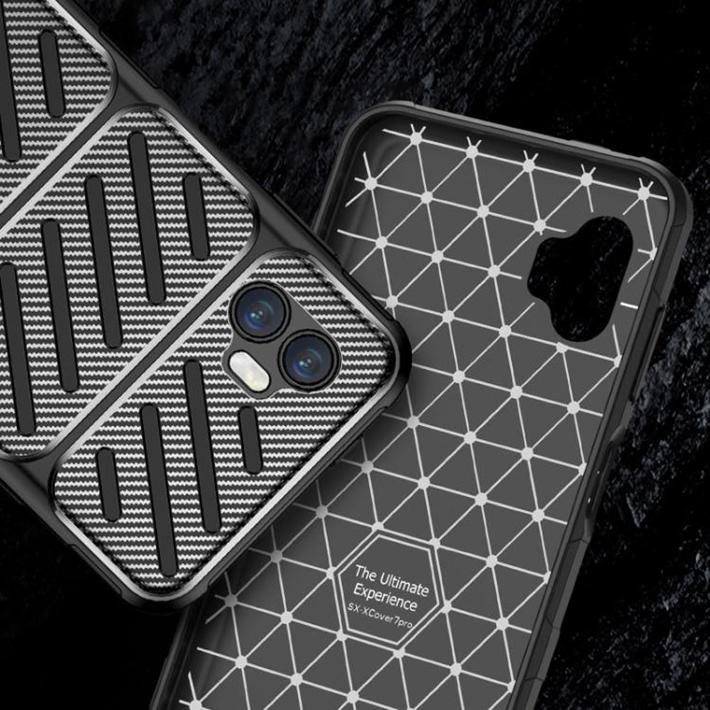 Custodia per Samsung Galaxy XCover7 Pro, Techsuit, CarbonFiber, Nera