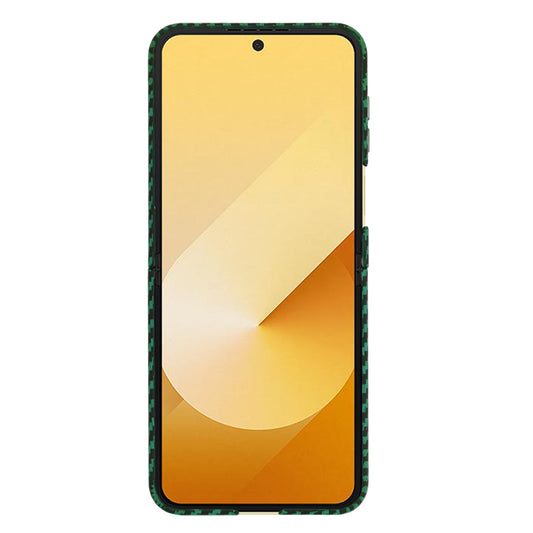 Custodia per Samsung Galaxy Z Flip7 FE F761 / Z Flip6 F741, Techsuit, Carbonite FiberShell, Verde