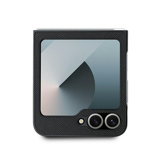 Case for Samsung Galaxy Z Flip7 FE F761 / Z Flip6 F741, Karl Lagerfeld, Saffiano Karl & Choupette Metal, Black