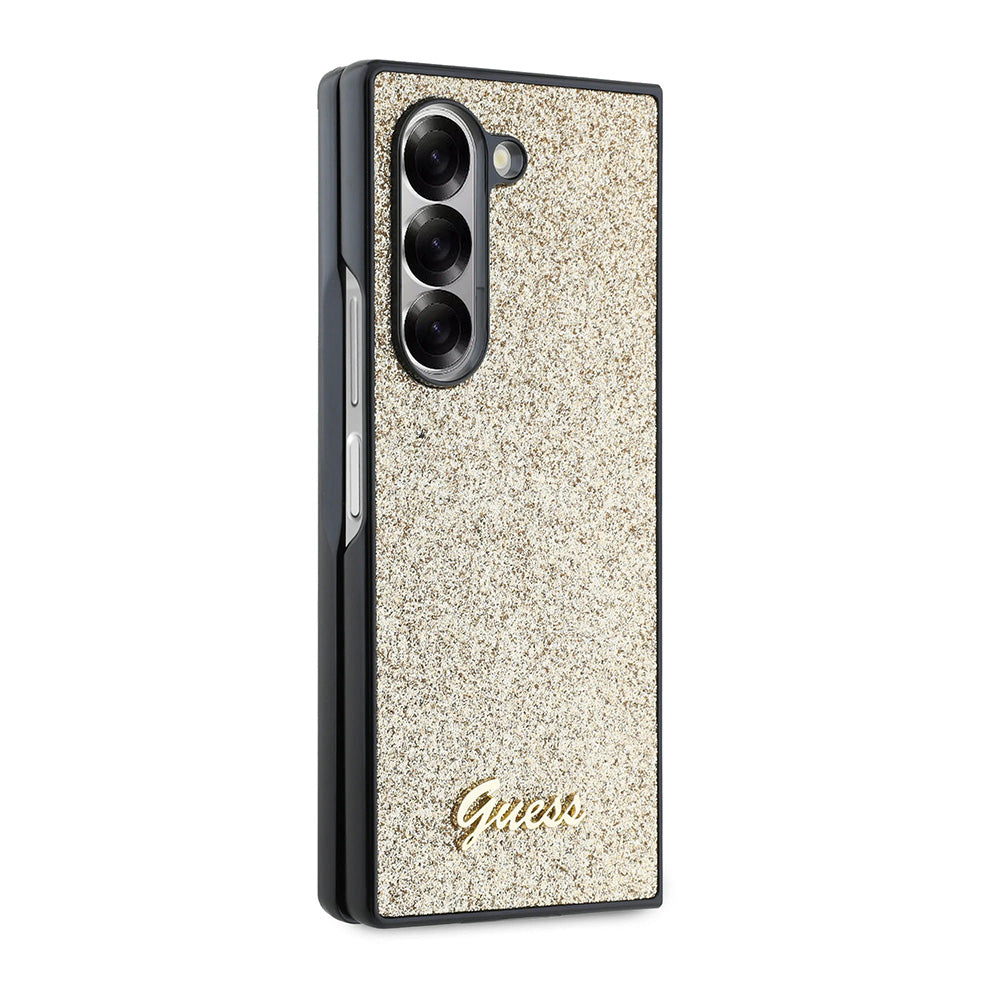 Custodia per Samsung Galaxy Z Fold6 F956, Guess, Glitter Script, Dorata
