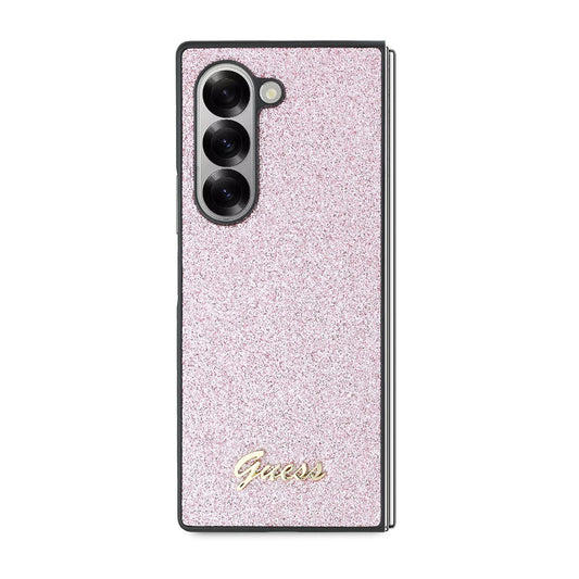 Custodia per Samsung Galaxy Z Fold6 F956, Guess, Glitter Script, Rosa