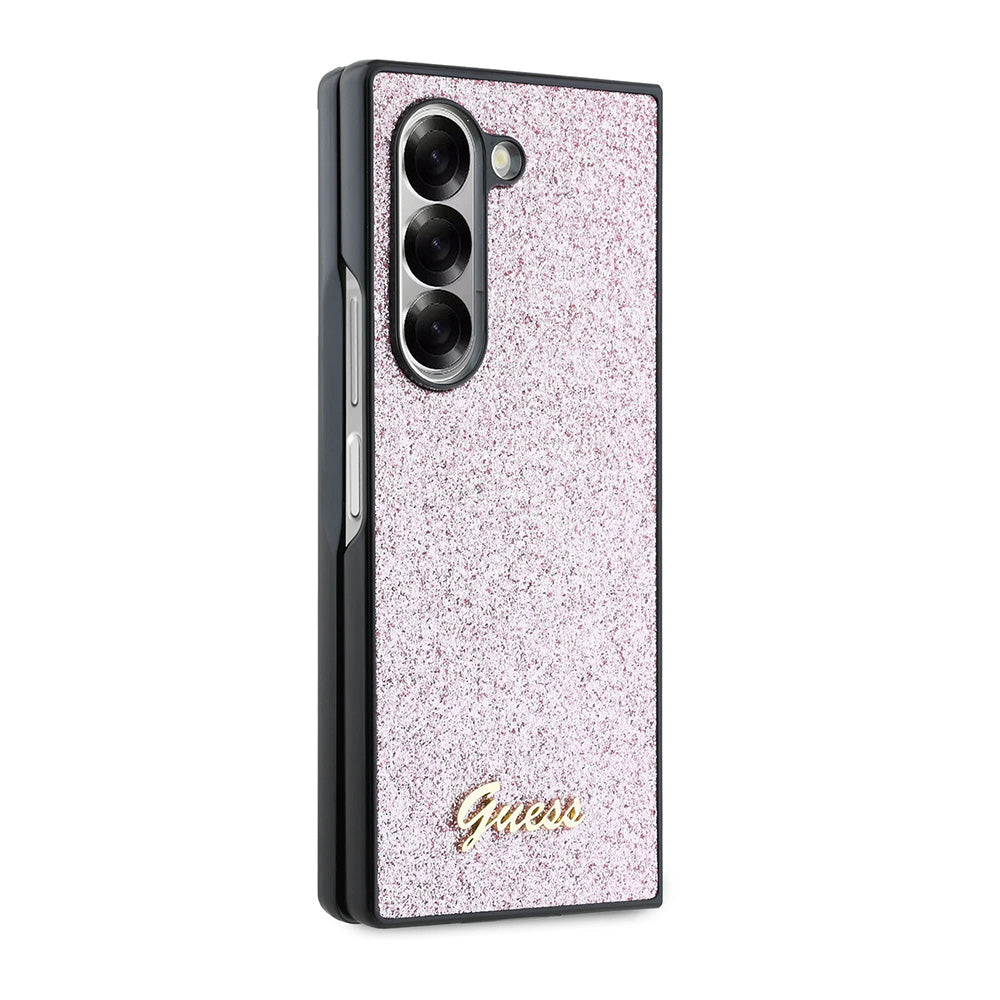 Custodia per Samsung Galaxy Z Fold6 F956, Guess, Glitter Script, Rosa