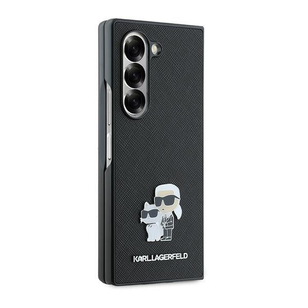 Custodia per Samsung Galaxy Z Fold6 F956, Karl Lagerfeld, Saffiano Karl & Choupette Metal, Nera