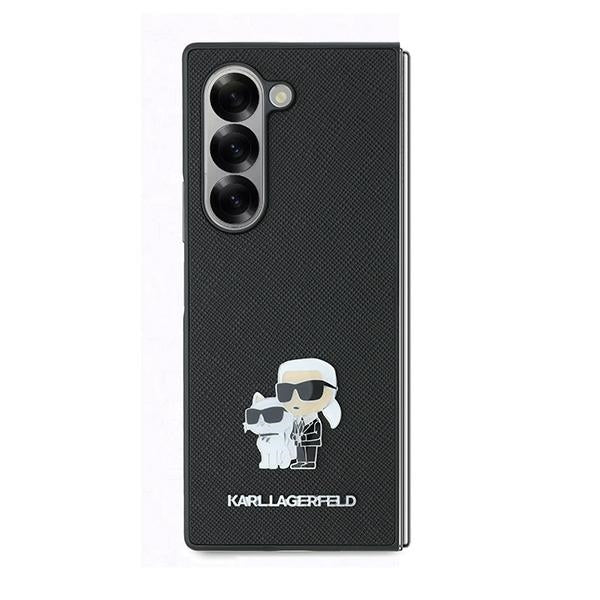 Custodia per Samsung Galaxy Z Fold6 F956, Karl Lagerfeld, Saffiano Karl & Choupette Metal, Nera