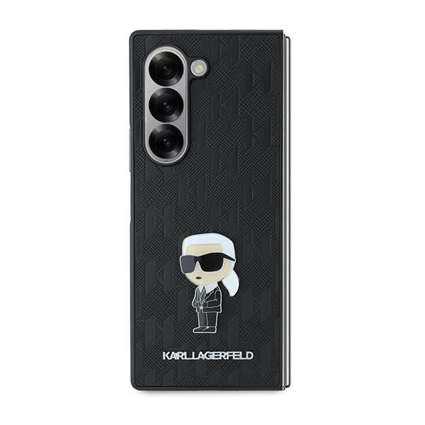 Custodia per Samsung Galaxy Z Fold6 F956, Karl Lagerfeld, Saffiano Monogram Ikonik, Nera