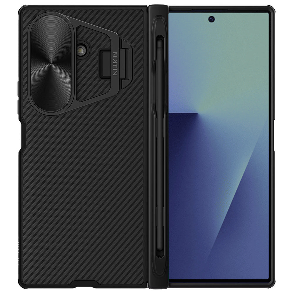 Custodia per Samsung Galaxy Z Fold7 F966, Nillkin, CamShield Prop con copertura metallica per lente e supporto per S-Pen, Nera