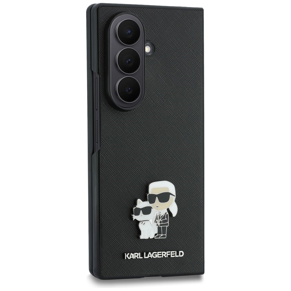 Custodia per Samsung Galaxy Z Fold8 Ultra F976, Karl Lagerfeld, Saffiano Karl & Choupette Metal Pin, Nera