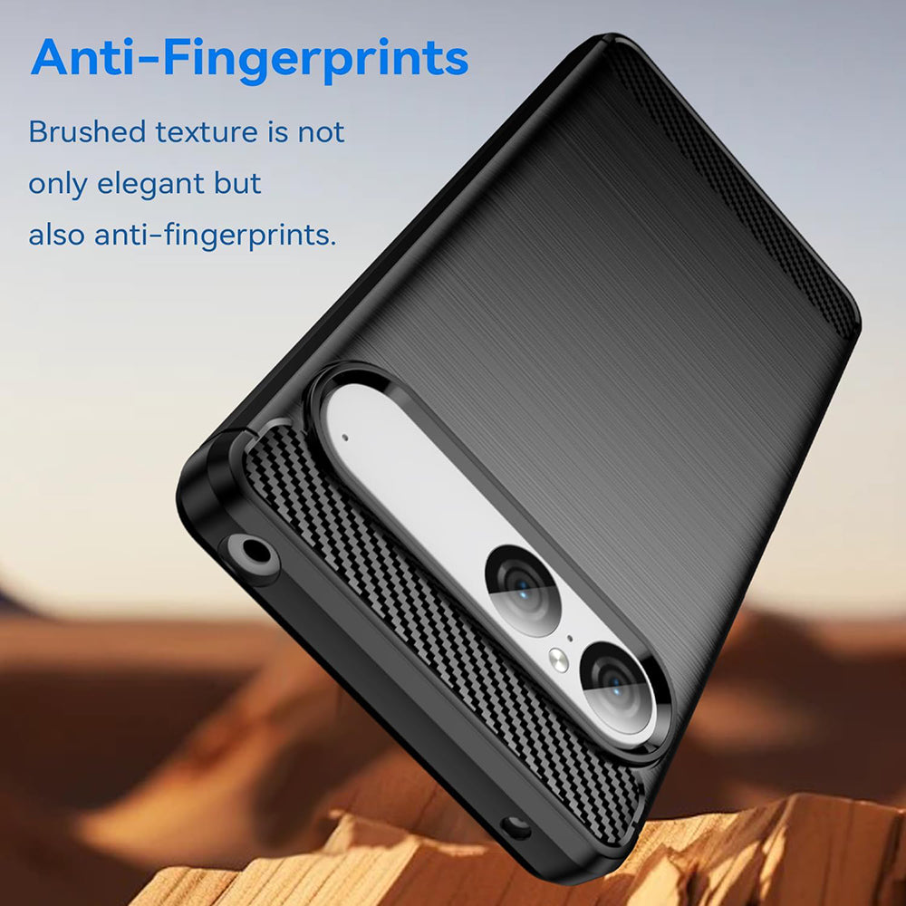 Custodia per Sony Xperia 10 VIII, Techsuit, Carbonio, Nera