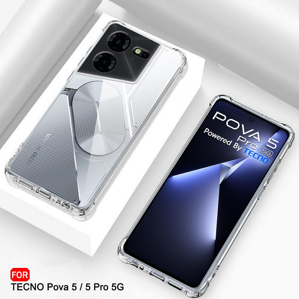 Custodia per Tecno Pova 5 Pro, Techsuit, Shockproof Clear, Trasparente
