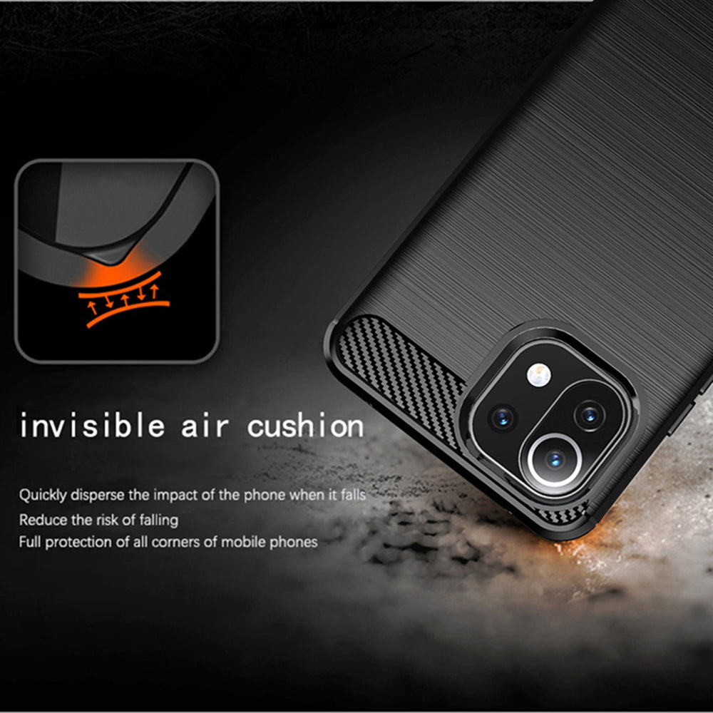 Custodia per Xiaomi 11 Lite 5G NE / Mi 11 Lite 5G / 11 Lite, Techsuit, Carbonio, Nera