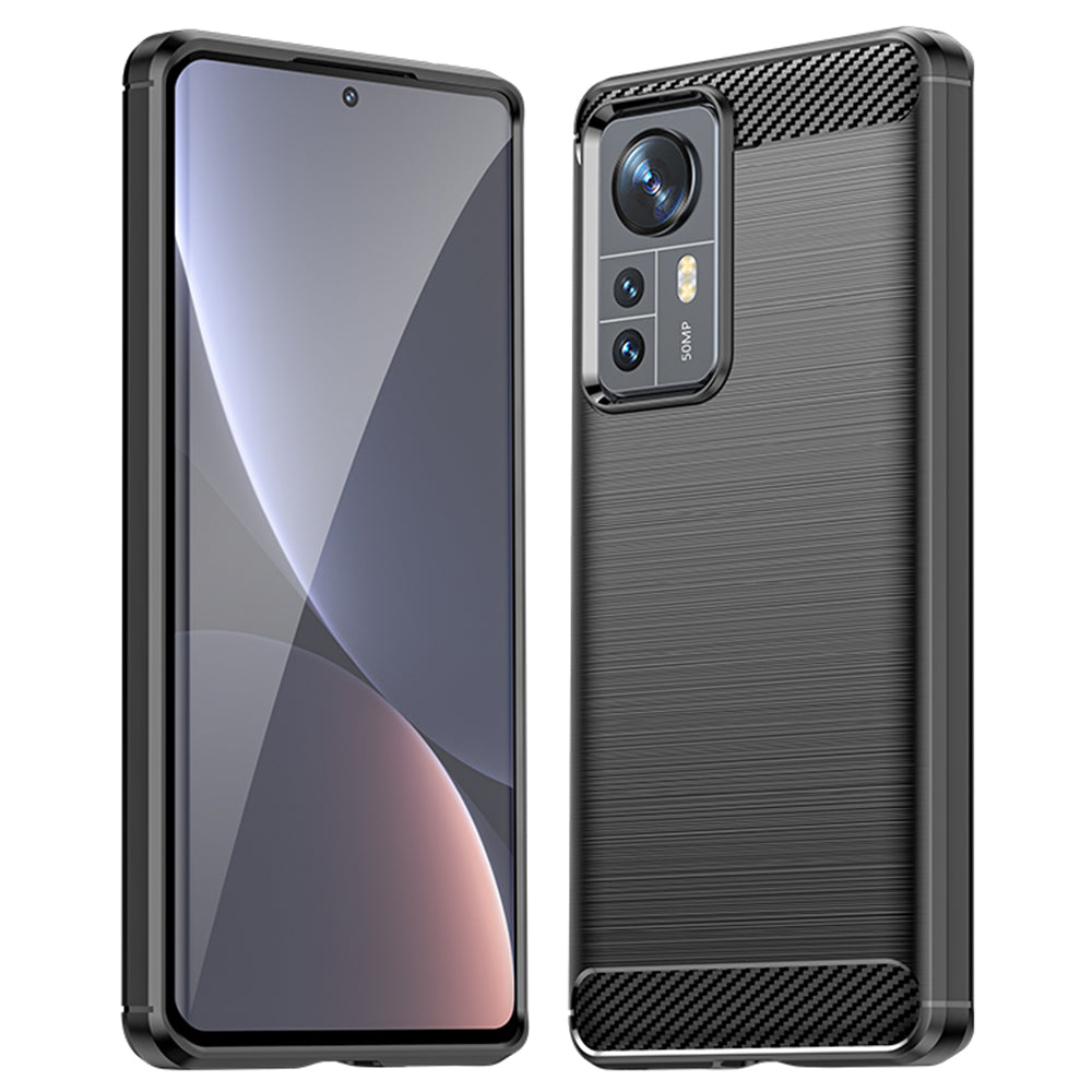 Custodia per Xiaomi 12X / 12, Techsuit, Carbonio, Nera