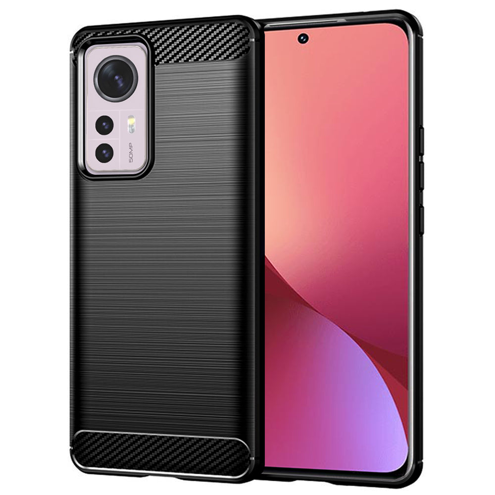 Custodia per Xiaomi 12X / 12, Techsuit, Carbonio, Nera
