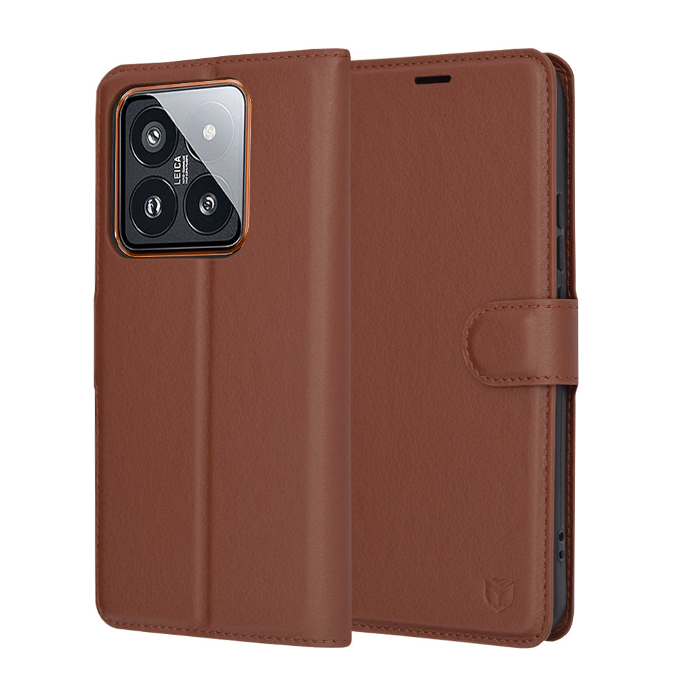 Custodia per Xiaomi 14 Pro, Techsuit, Leather Folio, Marrone