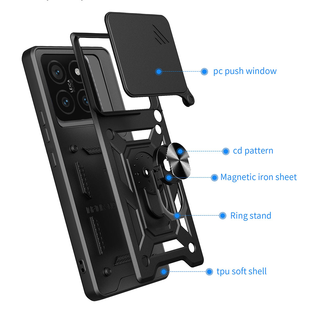 Custodia per Xiaomi 14T Pro, Techsuit, CamShield, Nera