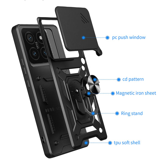 Custodia per Xiaomi 14T, Techsuit, CamShield, Nera