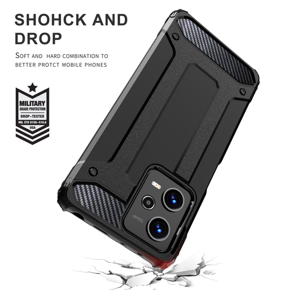 Custodia per Xiaomi Poco C65 / Redmi 13C, Techsuit, Hybrid Armor, Nera