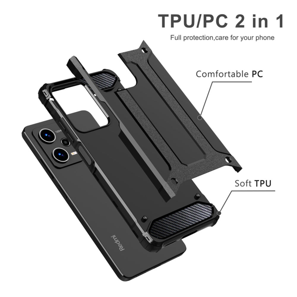 Custodia per Xiaomi Poco C65 / Redmi 13C, Techsuit, Hybrid Armor, Nera