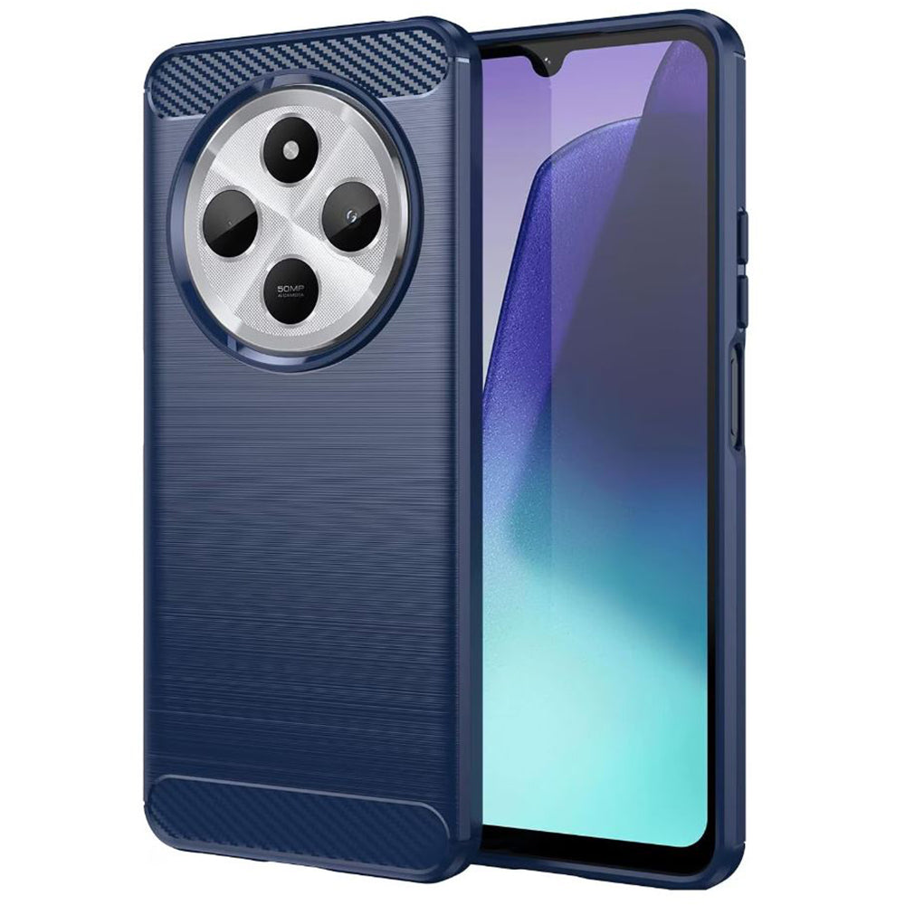 Custodia per Xiaomi Poco C75 / Redmi 14C, Techsuit, Carbonio, Blu