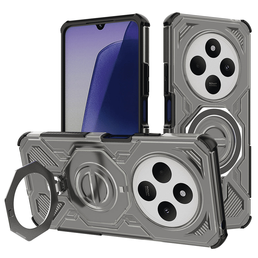 Custodia per Xiaomi Poco C75 / Redmi 14C, Techsuit, Carbon Shield Pro, Fumo