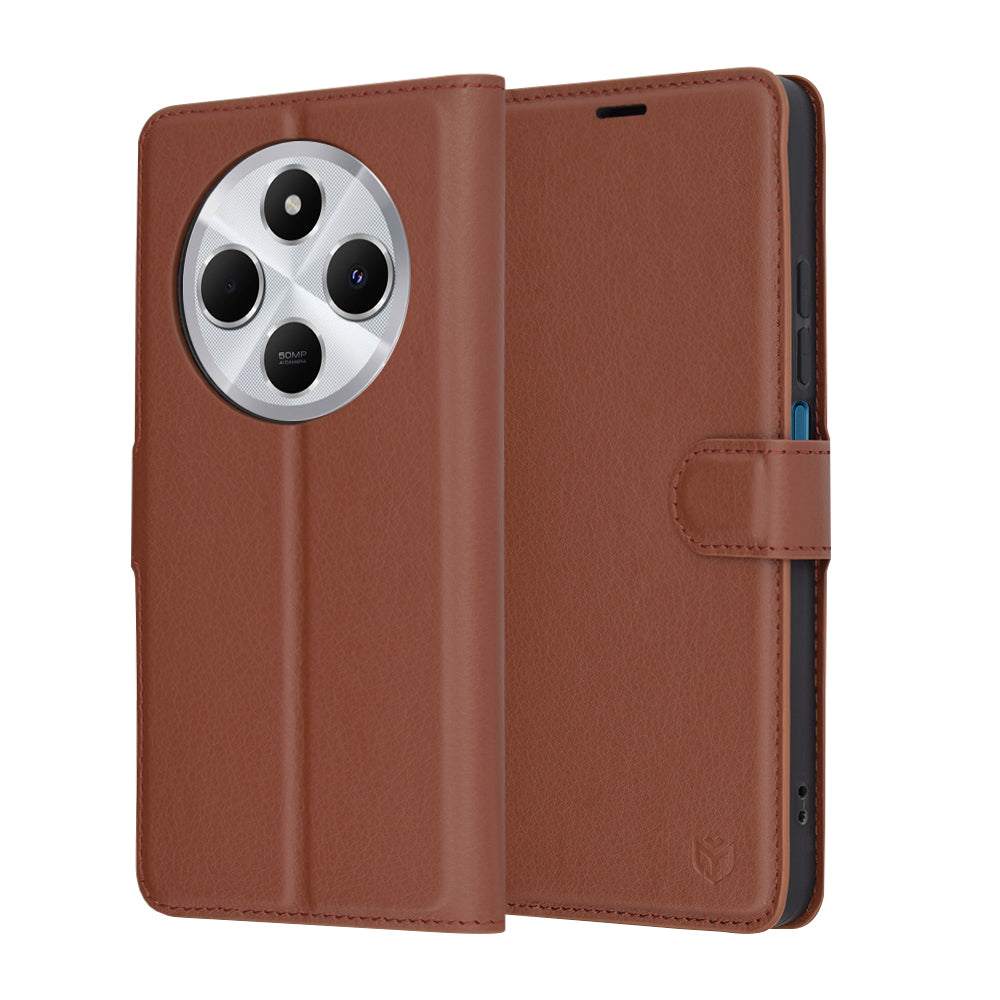 Custodia per Xiaomi Poco C75 / Redmi 14C, Techsuit, Leather Folio, Marrone