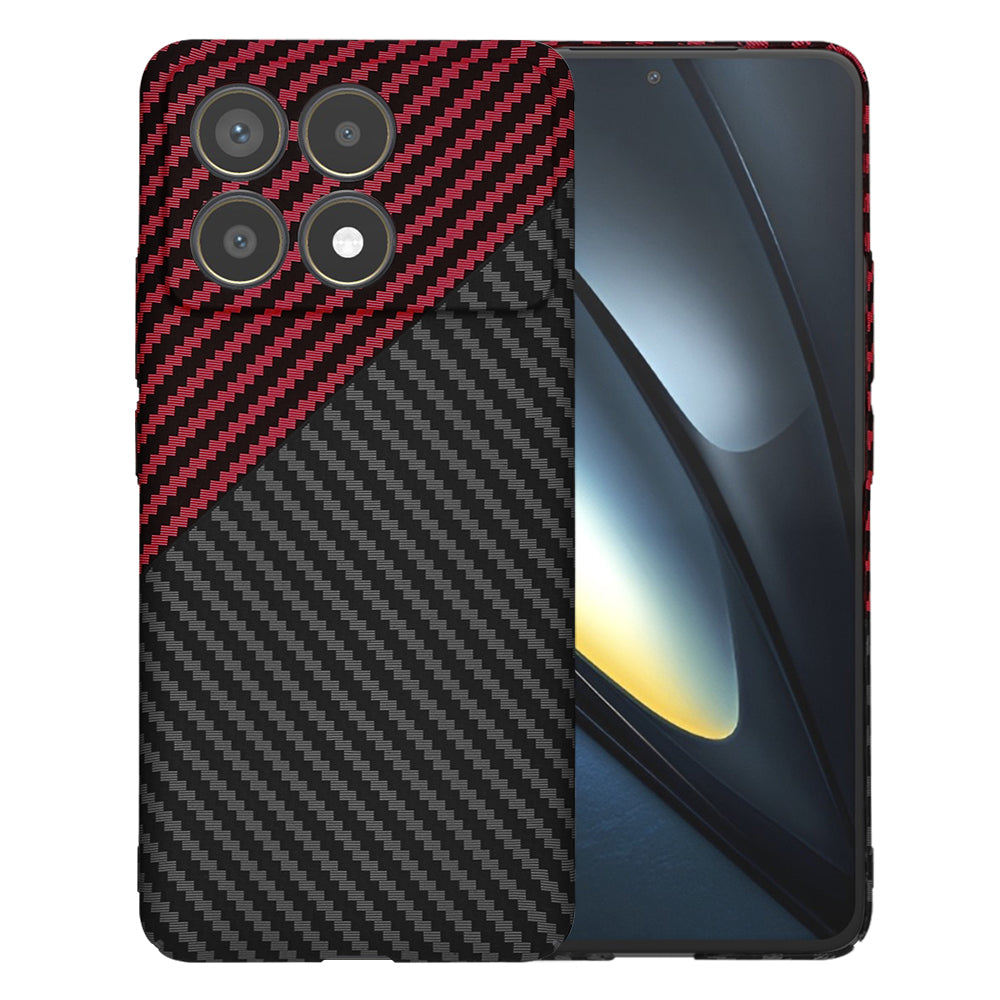 Custodia per Xiaomi Poco F6 Pro, Techsuit, Carbonite FiberShell, Nero Rosso