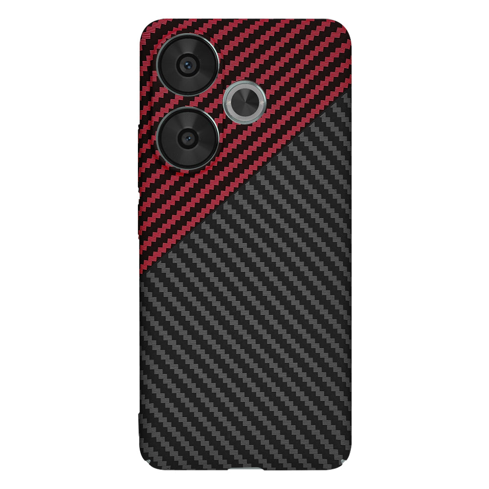 Custodia per Xiaomi Poco F6, Techsuit, Carbonite FiberShell, Nero Rosso