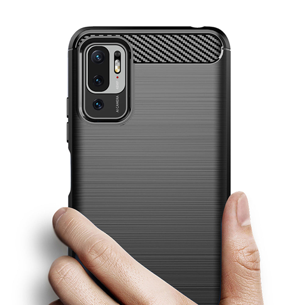 Custodia per Xiaomi Poco M3 Pro 5G / Redmi Note 10 5G, Techsuit, Carbonio, Nera