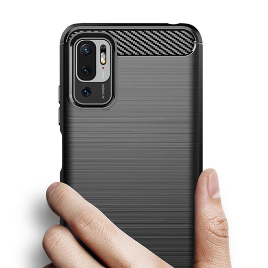 Custodia per Xiaomi Poco M3 Pro 5G / Redmi Note 10 5G, Techsuit, Carbonio, Nera