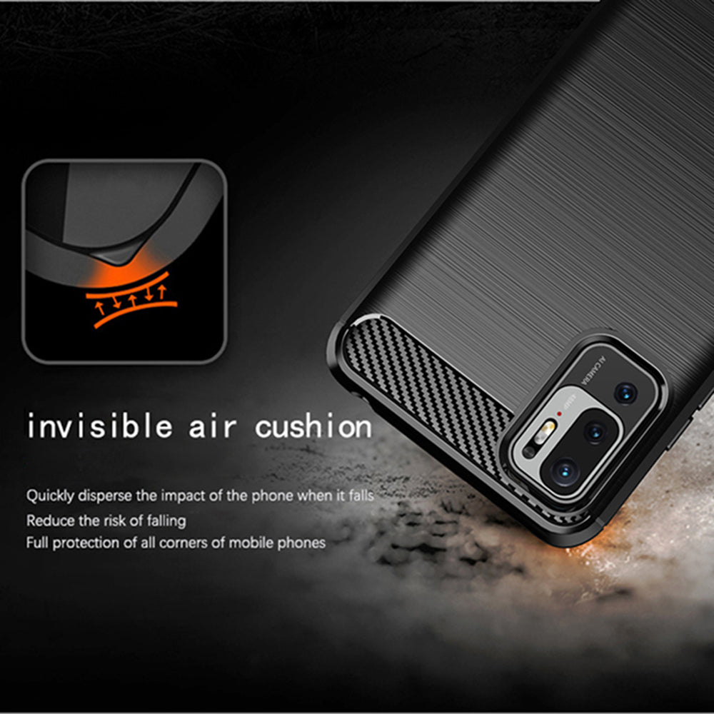Custodia per Xiaomi Poco M3 Pro 5G / Redmi Note 10 5G, Techsuit, Carbonio, Nera