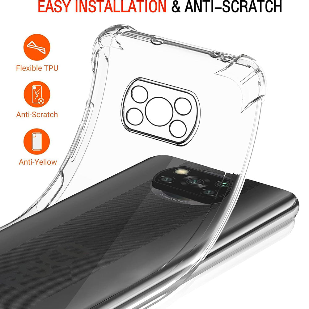 Custodia per Xiaomi Poco X3 Pro / X3 NFC / X3, Techsuit, Shockproof Clear, Trasparente