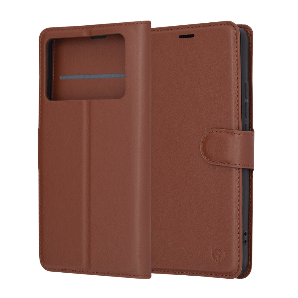 Custodia per Xiaomi Poco X6 Pro, Techsuit, Leather Folio, Marrone