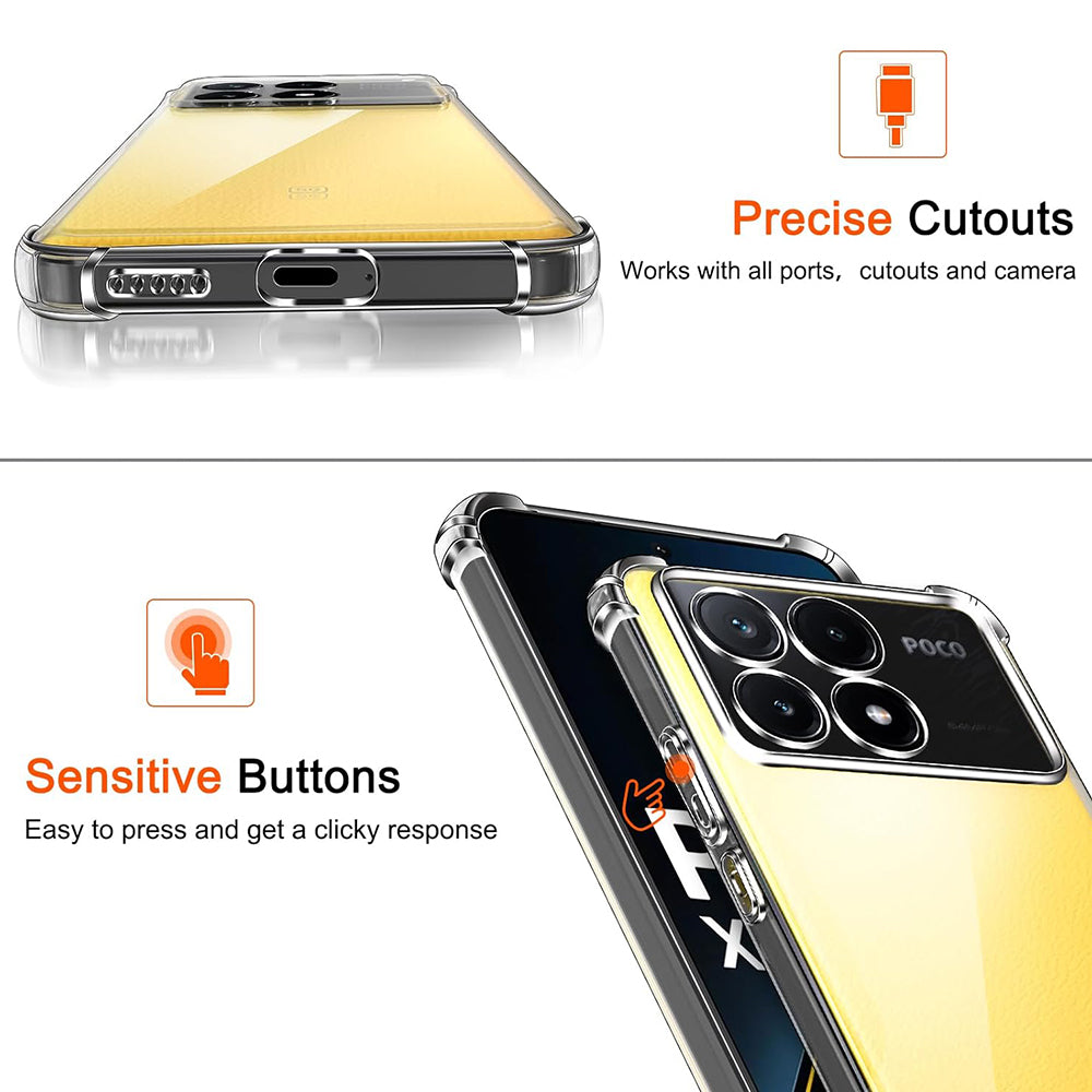 Custodia per Xiaomi Poco X6 Pro, Techsuit, Shockproof Clear, Trasparente