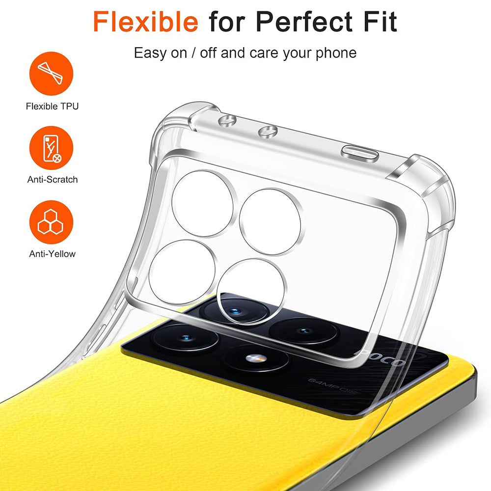 Custodia per Xiaomi Poco X6 Pro, Techsuit, Shockproof Clear, Trasparente