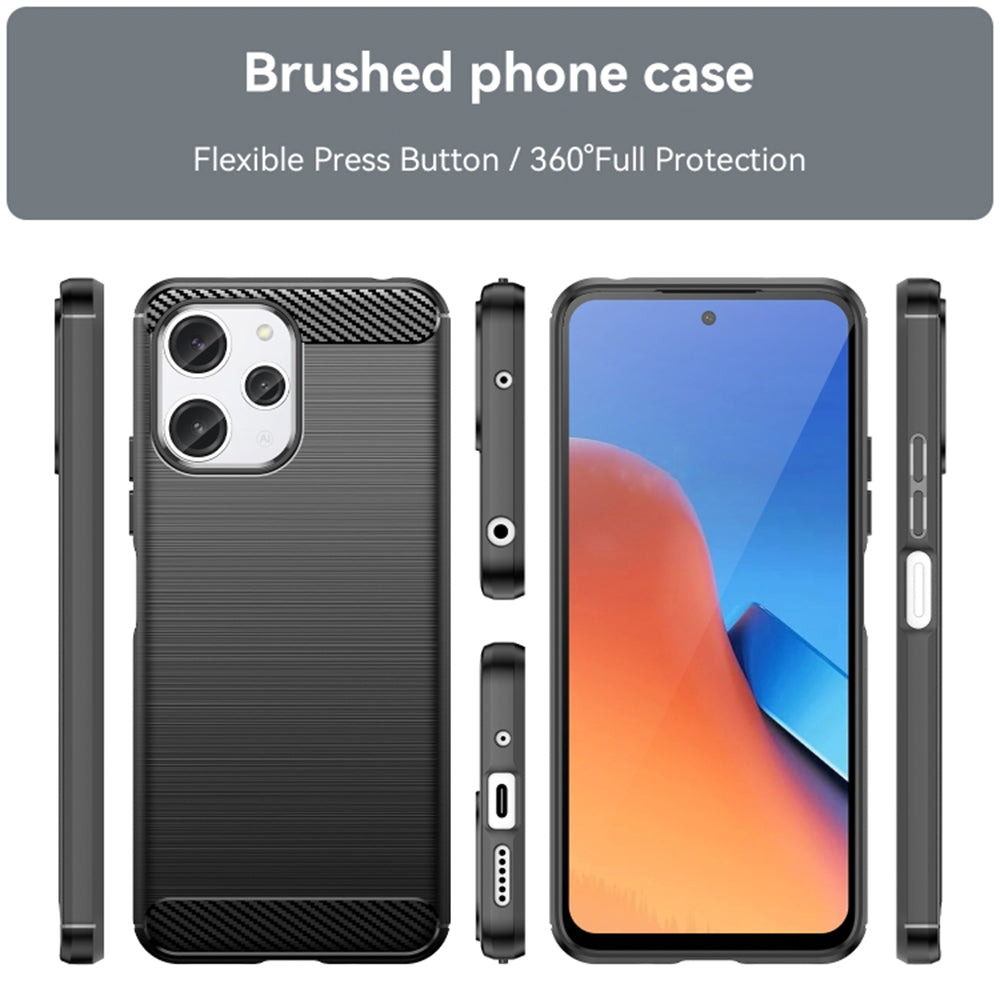 Custodia per Xiaomi Redmi 12 5G / 12, Techsuit, Carbonio, Nera