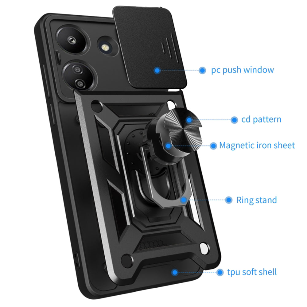 Custodia per Xiaomi Redmi 13C 5G, Techsuit, CamShield, Nera