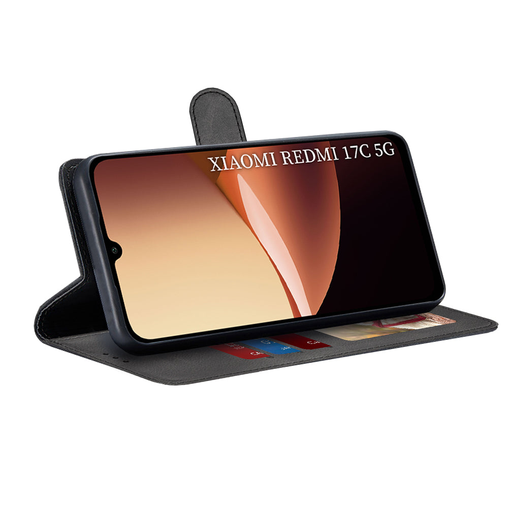 Custodia per Xiaomi Redmi 17C 5G, Techsuit, Diary Book, Nera