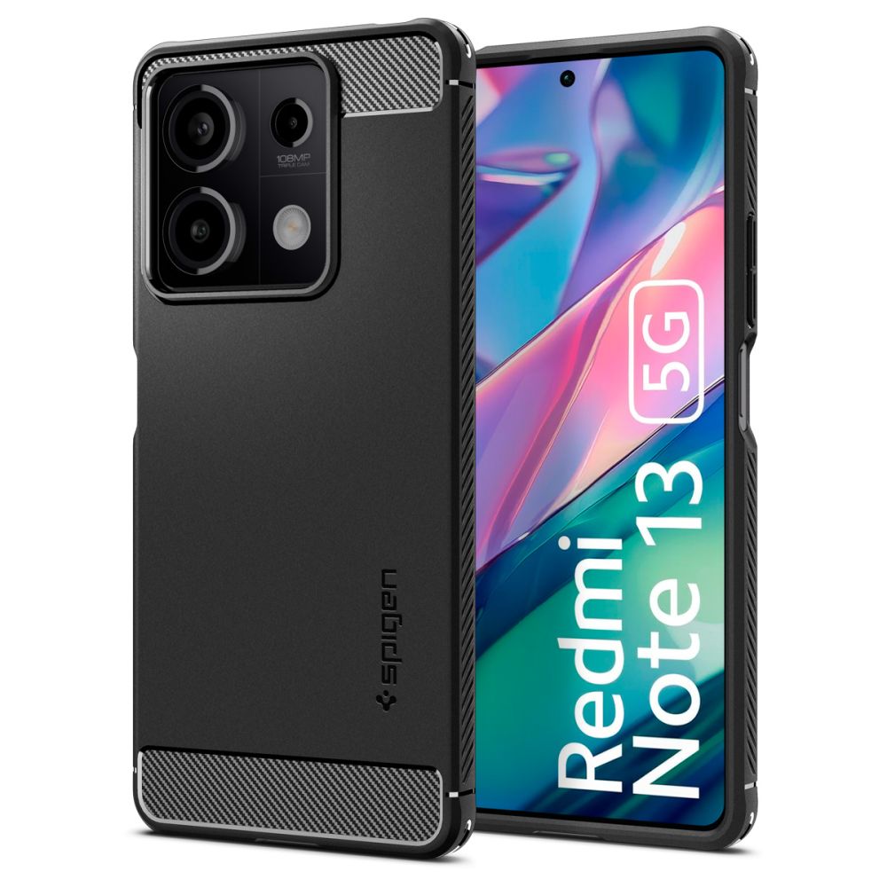 Custodia per Xiaomi Redmi Note 13 5G, Spigen, Rugged Armor, Nera ACS07665
