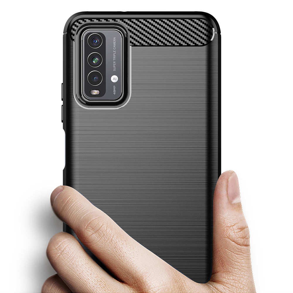 Custodia per Xiaomi Redmi 9 Power / 9T, Techsuit, Carbonio, Nera