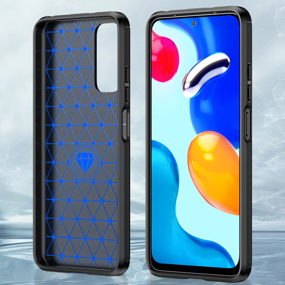 Custodia per Xiaomi Redmi Note 11S / Note 11, Techsuit, Carbonio, Nera